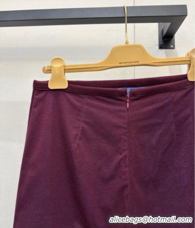 Luxury Classic Miu Miu Wool Skirt M110517 Burgundy/Blue 2025