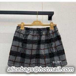 Market Sells Miu Miu Plaid Shearling Mini Skirt MM111405 Grey 2025