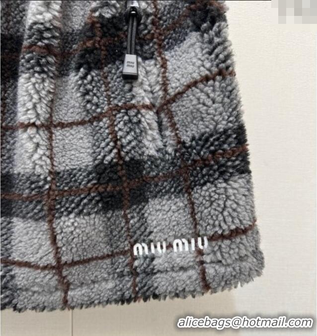 Market Sells Miu Miu Plaid Shearling Mini Skirt MM111405 Grey 2025
