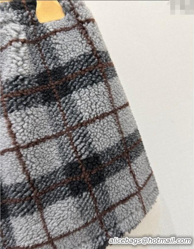 Market Sells Miu Miu Plaid Shearling Mini Skirt MM111405 Grey 2025