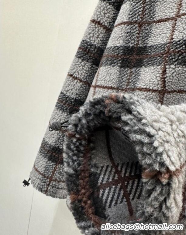 Market Sells Miu Miu Plaid Shearling Jacket MM111405 Grey 2025