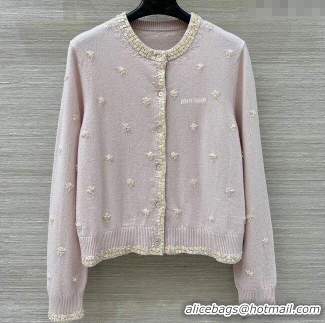 Buy Grade Miu Miu Wool Cardigan MM111406 Light Pink 2025