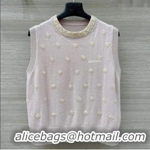 Luxury Discount Miu Miu Wool Vest MM111406 Light Pink 2025