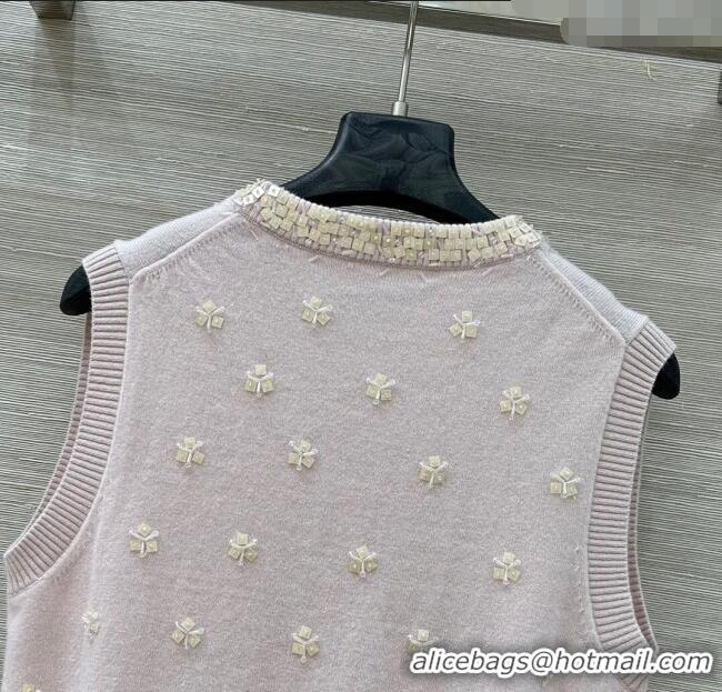 Luxury Discount Miu Miu Wool Vest MM111406 Light Pink 2025