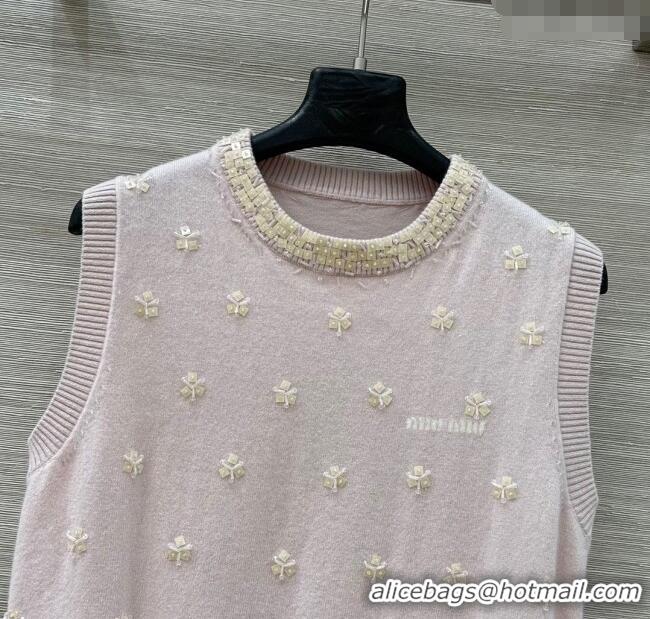 Luxury Discount Miu Miu Wool Vest MM111406 Light Pink 2025