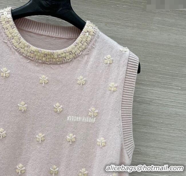Luxury Discount Miu Miu Wool Vest MM111406 Light Pink 2025