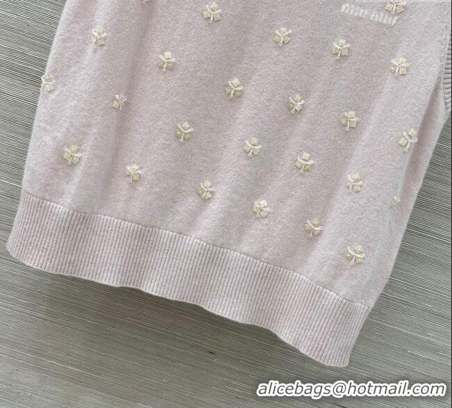 Luxury Discount Miu Miu Wool Vest MM111406 Light Pink 2025
