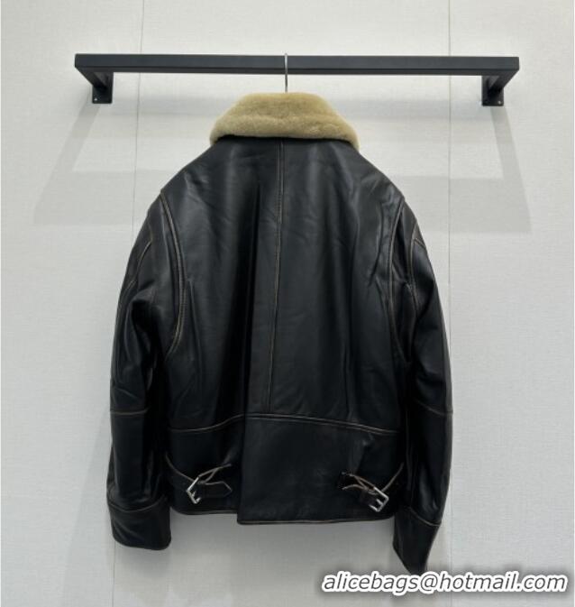 Top Grade Miu Miu Lambskin Leather Jacket MM111423 Black 2025