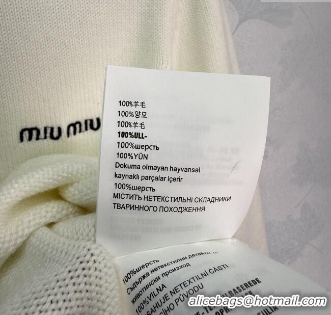 Super Quality Miu Miu Wool Knit Polo Cardigan MM111425 White 2025