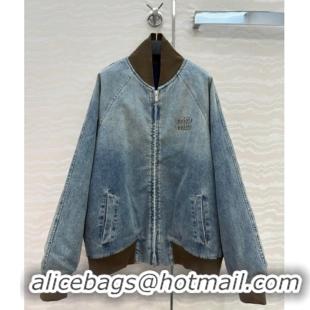 Affordable Price Miu Miu Denim Jacket MM111428 Blue/Brown 2025