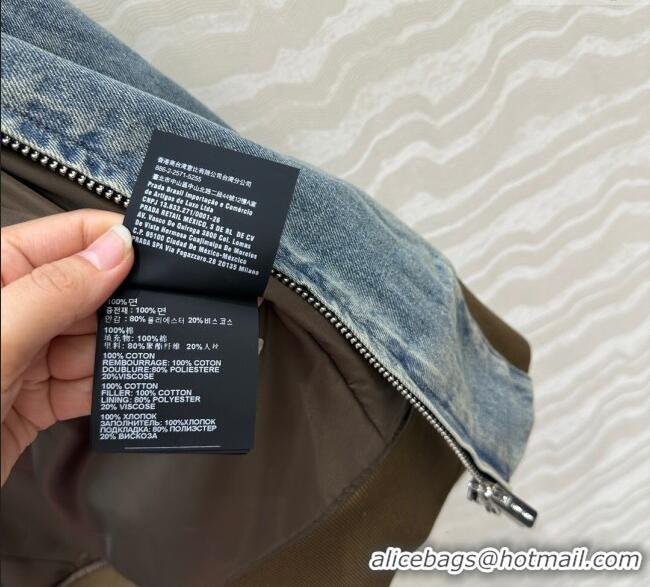 Affordable Price Miu Miu Denim Jacket MM111428 Blue/Brown 2025