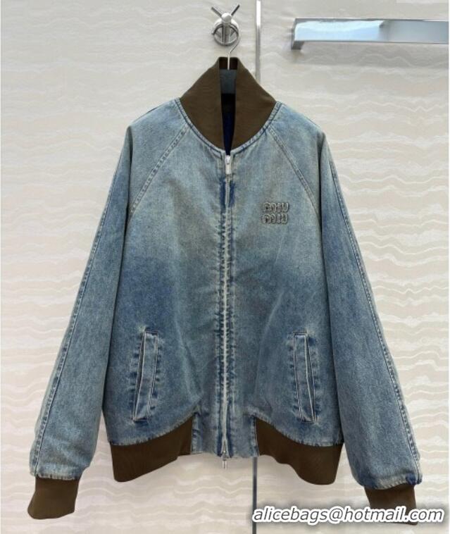 Affordable Price Miu Miu Denim Jacket MM111428 Blue/Brown 2025