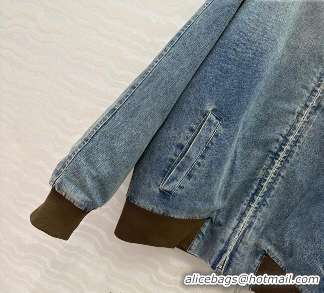 Affordable Price Miu Miu Denim Jacket MM111428 Blue/Brown 2025