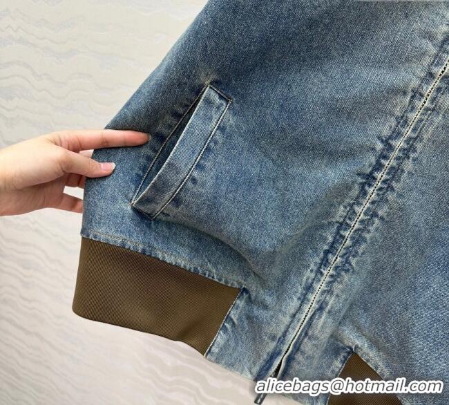 Affordable Price Miu Miu Denim Jacket MM111428 Blue/Brown 2025