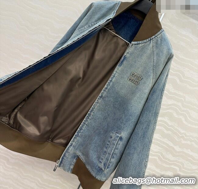 Affordable Price Miu Miu Denim Jacket MM111428 Blue/Brown 2025