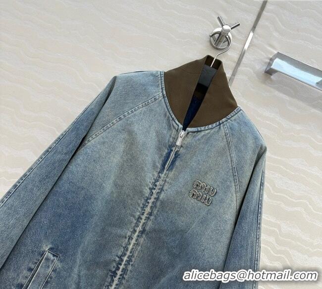 Affordable Price Miu Miu Denim Jacket MM111428 Blue/Brown 2025