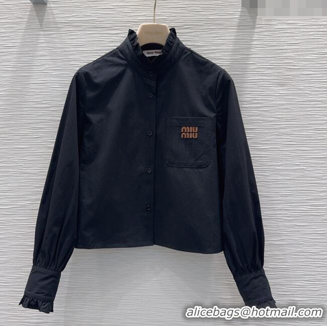 Famous Brand Miu Miu Cotton Shirt MM111421 Black 2025