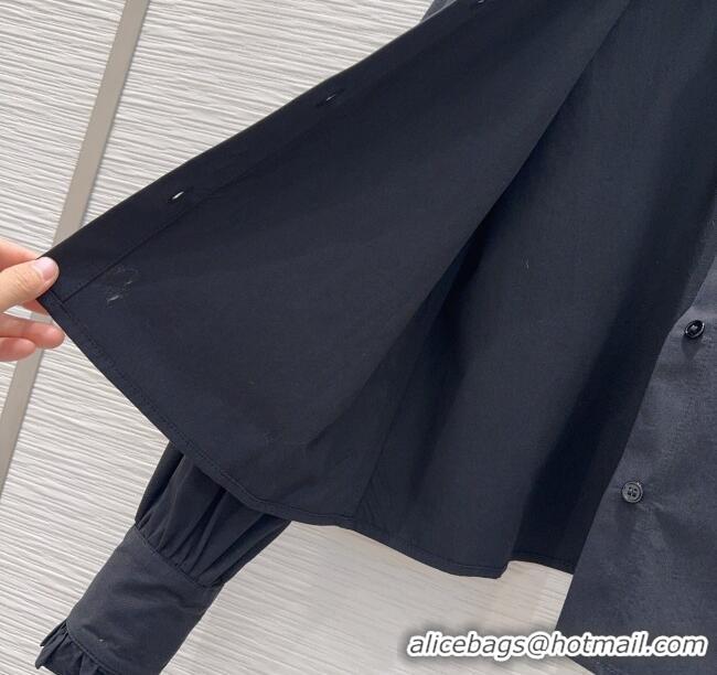 Famous Brand Miu Miu Cotton Shirt MM111421 Black 2025