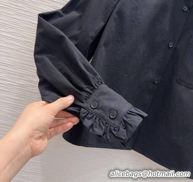 Famous Brand Miu Miu Cotton Shirt MM111421 Black 2025