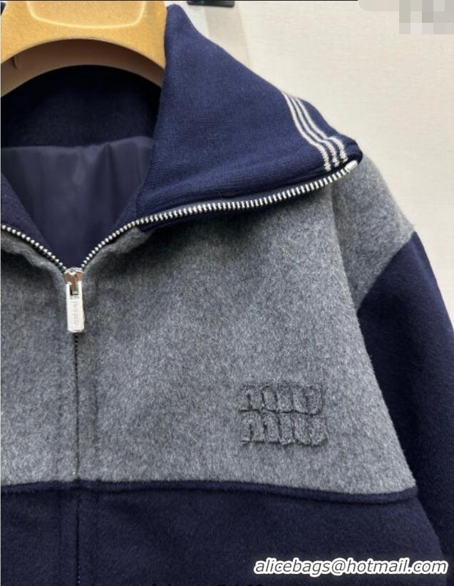 Discount Design Miu Miu Cashmere Jacket MM111426 Blue/Grey 2025