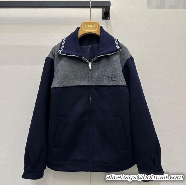 Discount Design Miu Miu Cashmere Jacket MM111426 Blue/Grey 2025