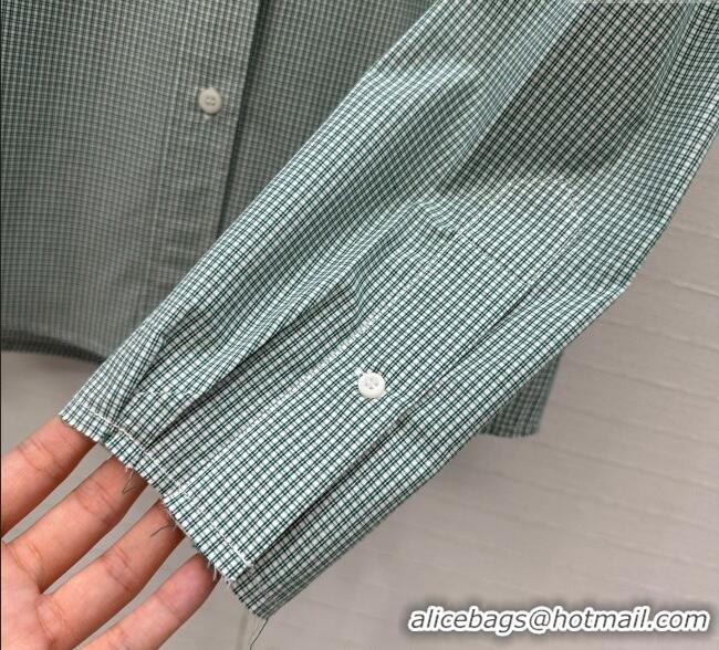 Reasonable Price Miu Miu Plaid Cotton Shirt MM111432 Light Green 2025