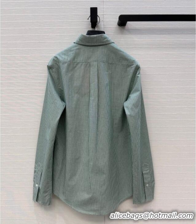 Reasonable Price Miu Miu Plaid Cotton Shirt MM111432 Light Green 2025