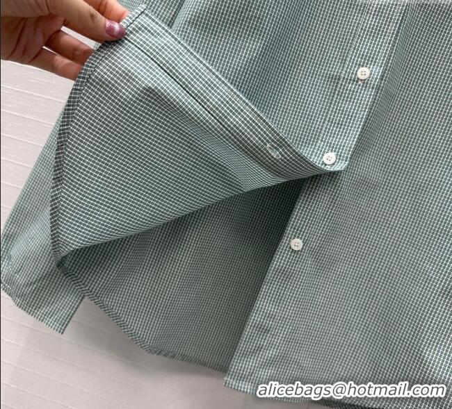 Reasonable Price Miu Miu Plaid Cotton Shirt MM111432 Light Green 2025
