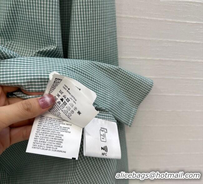 Reasonable Price Miu Miu Plaid Cotton Shirt MM111432 Light Green 2025