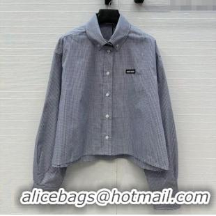 Grade Quality Miu Miu Plaid Cotton Shirt MM111433 Light Blue 2025