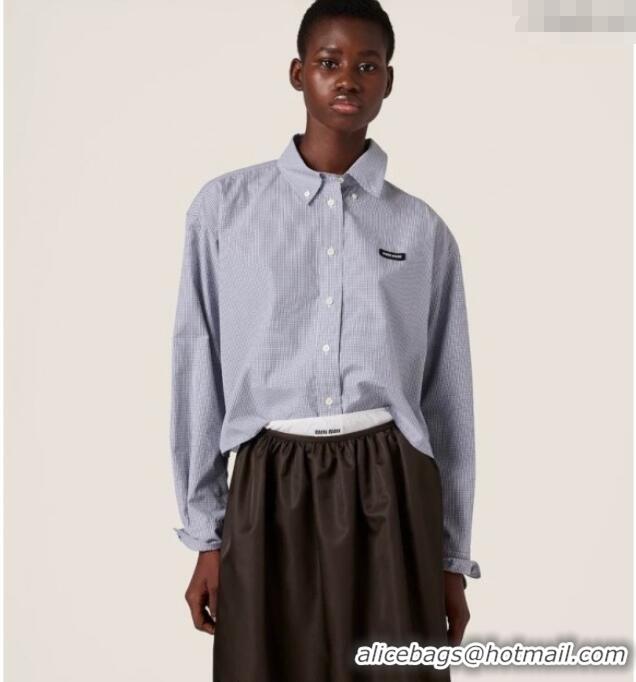 Grade Quality Miu Miu Plaid Cotton Shirt MM111433 Light Blue 2025