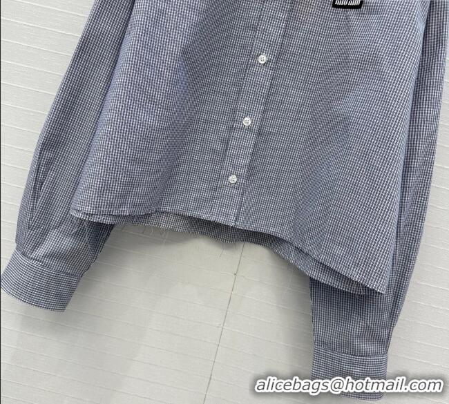 Grade Quality Miu Miu Plaid Cotton Shirt MM111433 Light Blue 2025