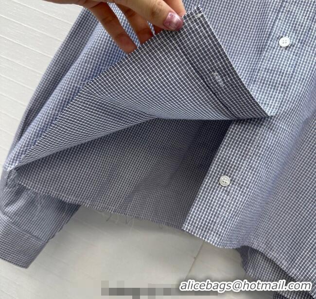Grade Quality Miu Miu Plaid Cotton Shirt MM111433 Light Blue 2025