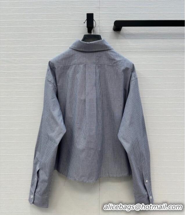 Grade Quality Miu Miu Plaid Cotton Shirt MM111433 Light Blue 2025