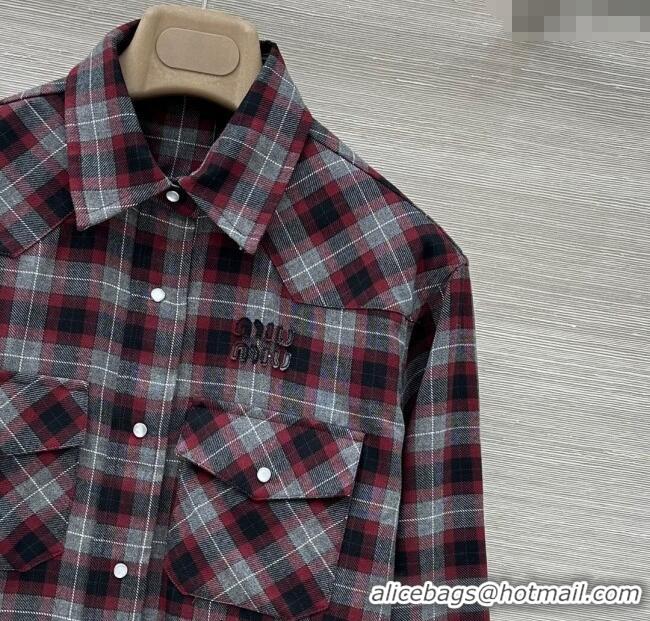 Buy Fashionable Miu Miu Plaid Shirt and Skirt Set MM111438 Red 2025