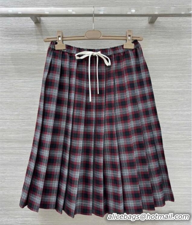 Buy Fashionable Miu Miu Plaid Shirt and Skirt Set MM111438 Red 2025