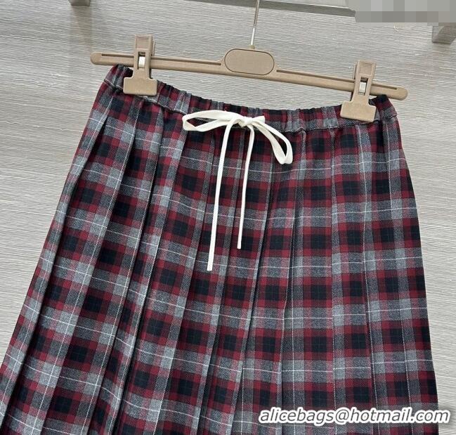 Buy Fashionable Miu Miu Plaid Shirt and Skirt Set MM111438 Red 2025