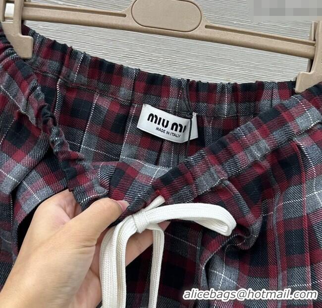 Buy Fashionable Miu Miu Plaid Shirt and Skirt Set MM111438 Red 2025