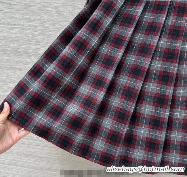 Buy Fashionable Miu Miu Plaid Shirt and Skirt Set MM111438 Red 2025