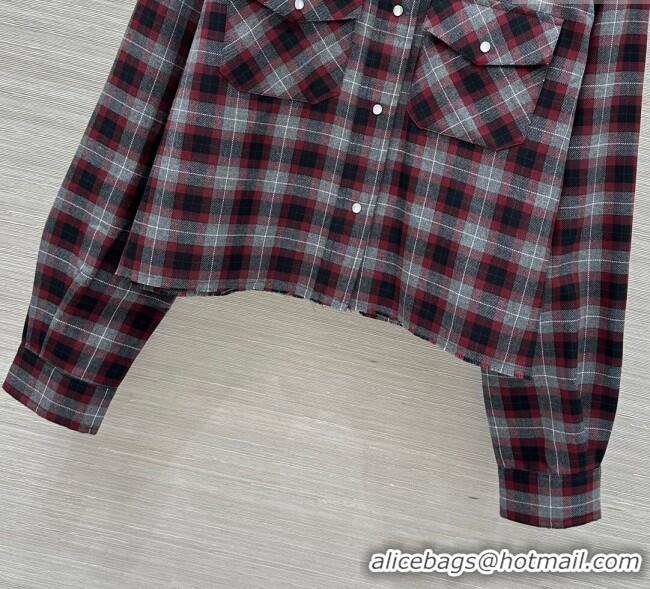 Buy Fashionable Miu Miu Plaid Shirt and Skirt Set MM111438 Red 2025