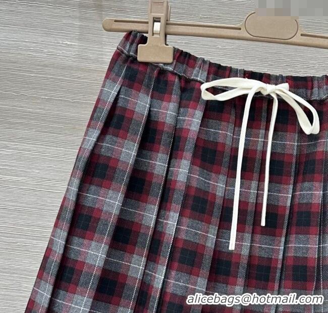 Buy Fashionable Miu Miu Plaid Shirt and Skirt Set MM111438 Red 2025