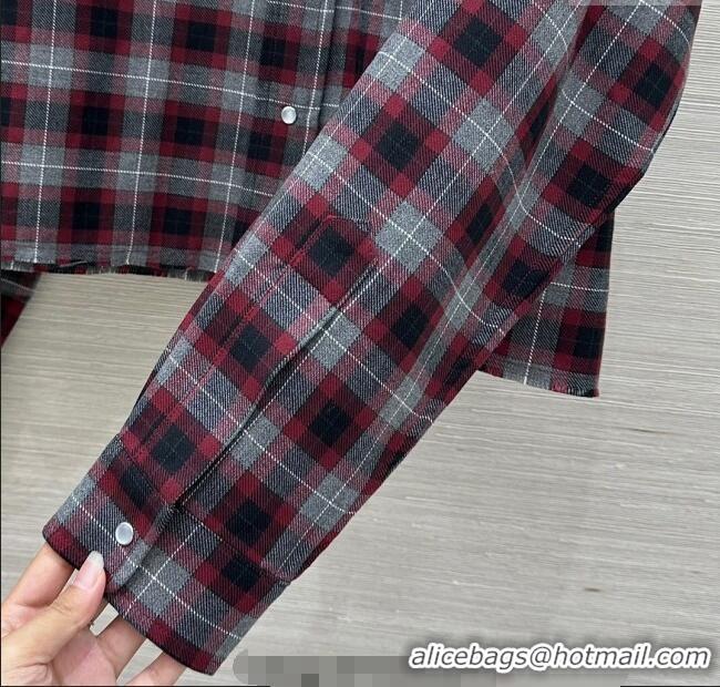 Buy Fashionable Miu Miu Plaid Shirt and Skirt Set MM111438 Red 2025