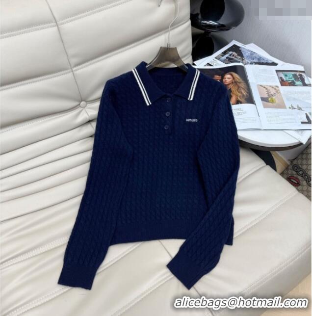 Grade Quality Miu Miu Knit Polo Shirt and Pants Set MM111449 Blue 2025