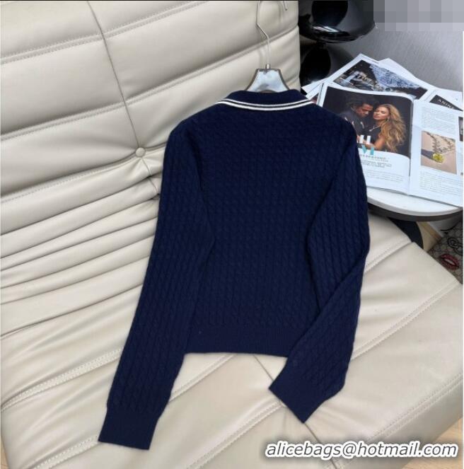 Grade Quality Miu Miu Knit Polo Shirt and Pants Set MM111449 Blue 2025