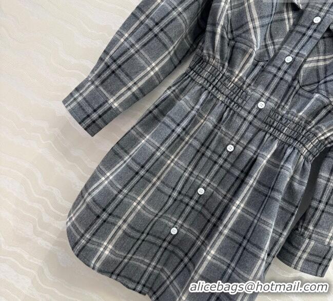 Affordable Price Miu Miu Plaid Dress MM111429 Grey 2025