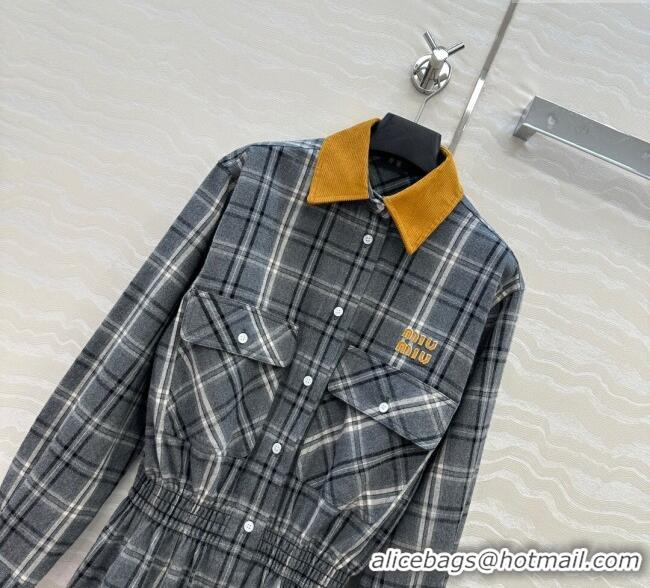 Affordable Price Miu Miu Plaid Dress MM111429 Grey 2025
