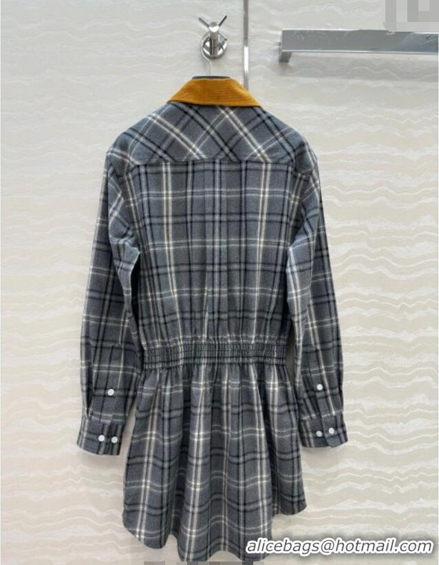 Affordable Price Miu Miu Plaid Dress MM111429 Grey 2025