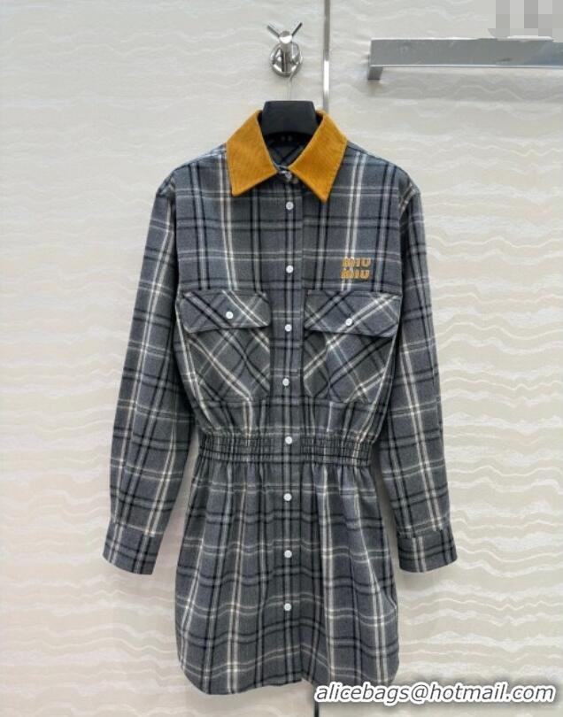 Affordable Price Miu Miu Plaid Dress MM111429 Grey 2025
