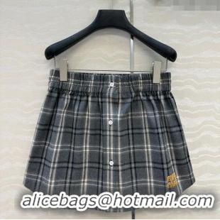 Original Cheap Miu Miu Plaid Mini Skirt MM111429 Grey 2025