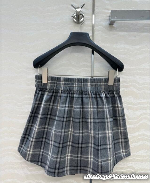 Original Cheap Miu Miu Plaid Mini Skirt MM111429 Grey 2025